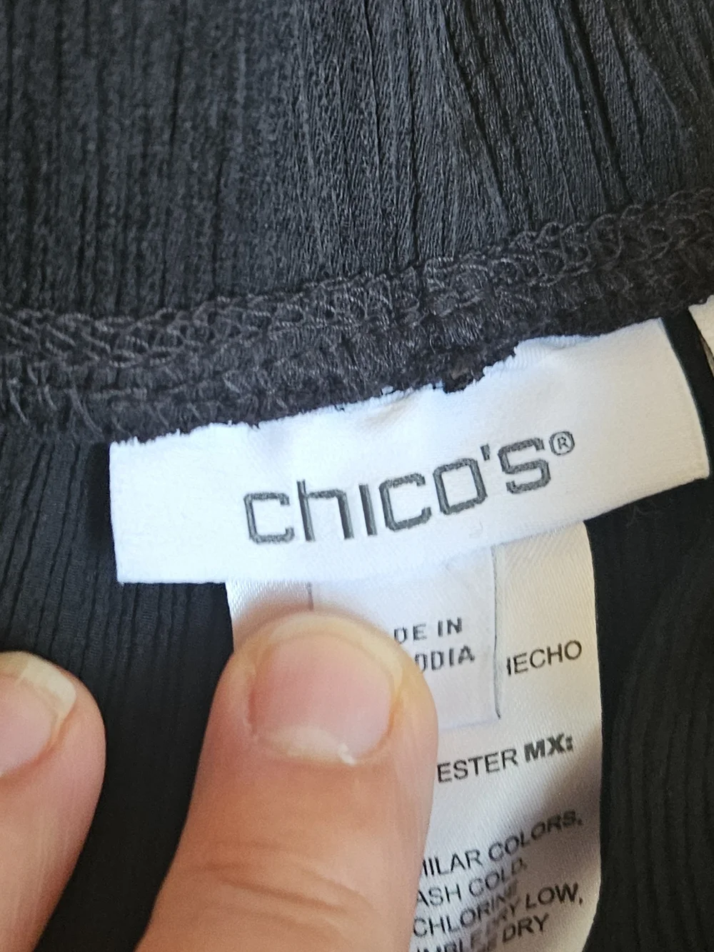Chico's Women's Black Textured Crinkle Wide Leg Pants Pockets Petite Size 1P MP - Picture 4 of 15